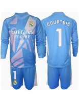 Otroške Nogometnih dresov Real Madrid Thibaut Courtois #1 Vratar Domači 2024-25 Dolgi rokavi (+ hlače)